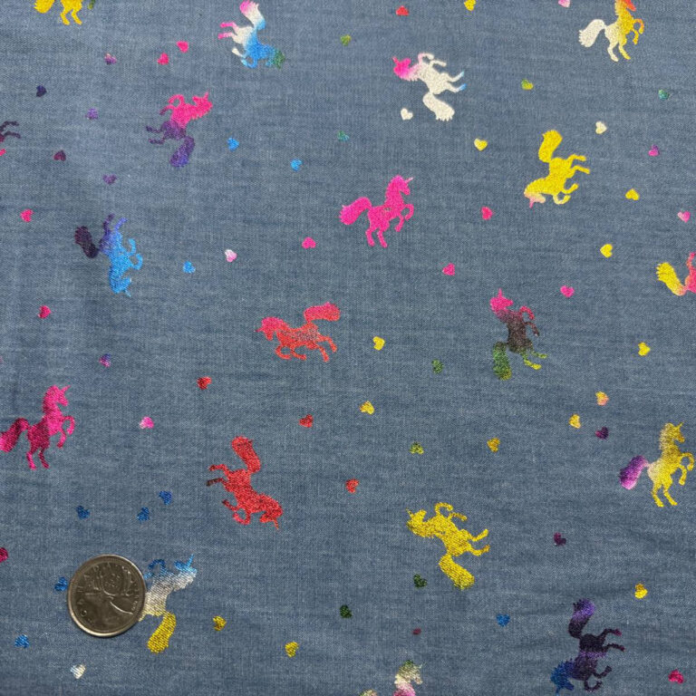 tissus animaux licorne jeans