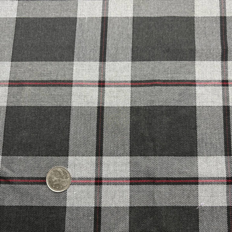 tissus carreaux gris et rouge