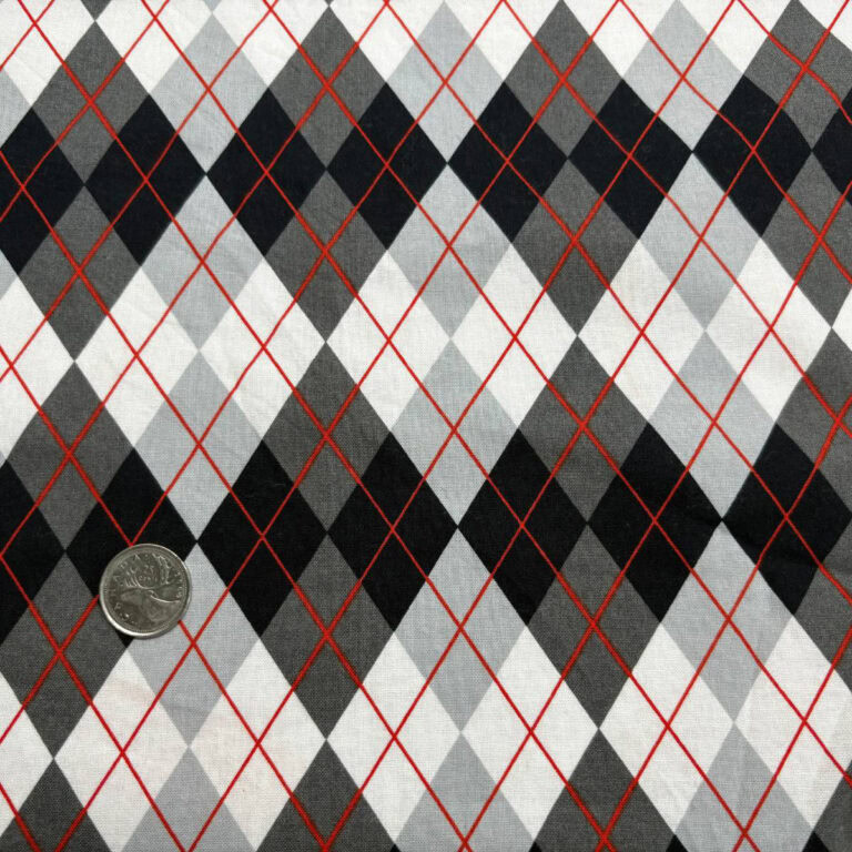 tissus carreaux losange noir et rouge
