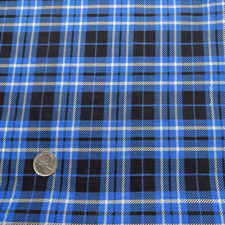 tissus carreaux noir, bleu et blanc