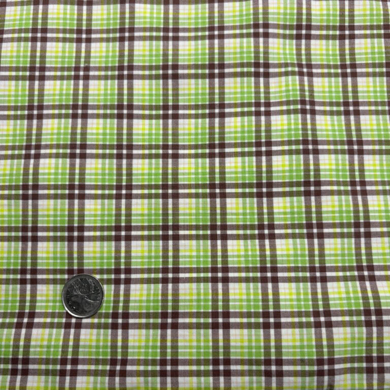 tissus carreaux vert, brun et jaune