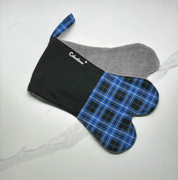 essuie-patte chien carreaux bleu et noir