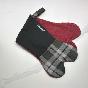 essuie-patte chien carreaux noir gris et rouge